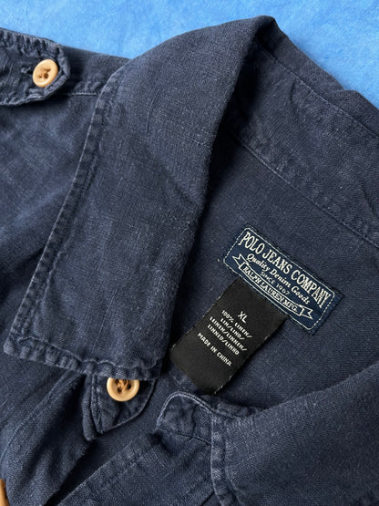 Koszula Lniana Polo Jeans Company Ralph Lauren 90s XL