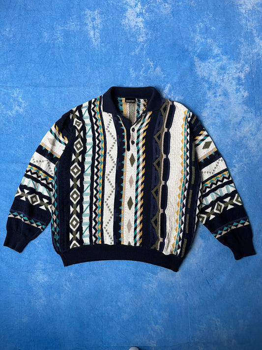 Sweterek Kolorowy we Wzorki 90s L/XL