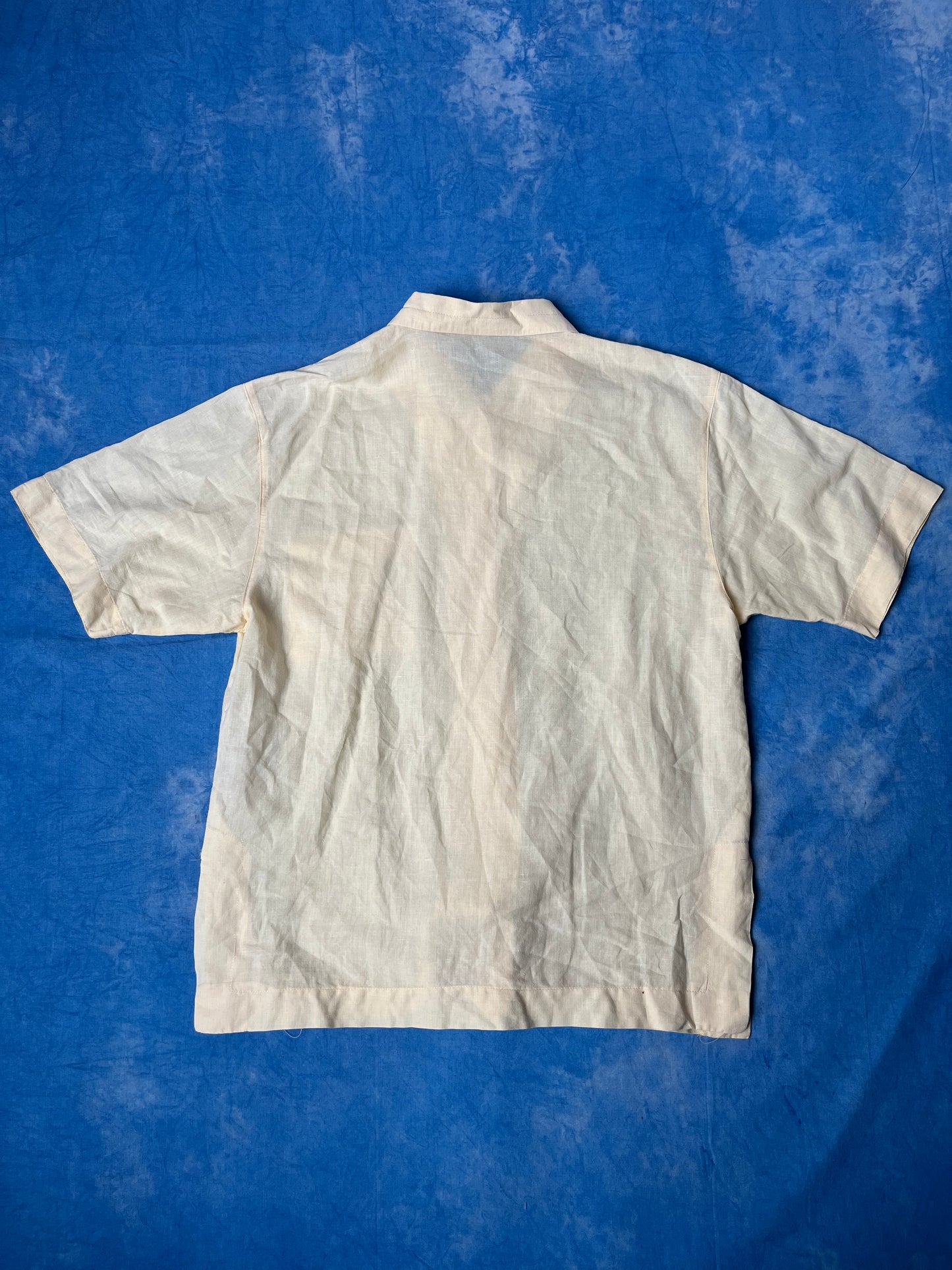 Żółta Koszula Lniano Bawełniana 90s L