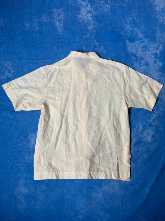 Żółta Koszula Lniano Bawełniana 90s L