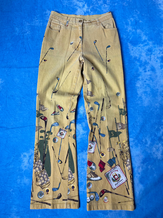 Damskie Dzwony Animal Farm of Copenhagen Golf Print 90s XS/S