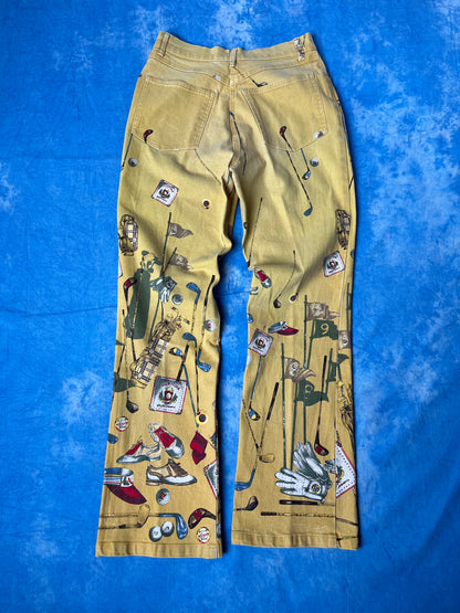 Damskie Dzwony Animal Farm of Copenhagen Golf Print 90s XS/S