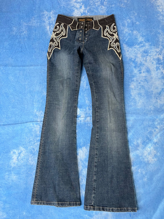 Damskie Dzwony Jeansowe Freeman T. Porter Shakira Patch 00s XS