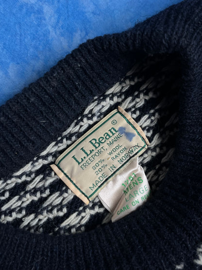 Sweterek Wełniany L.L. Bean Birdseye 90s L