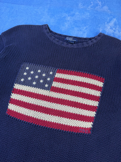 Sweterek Polo Ralph Lauren USA Flag 80s L