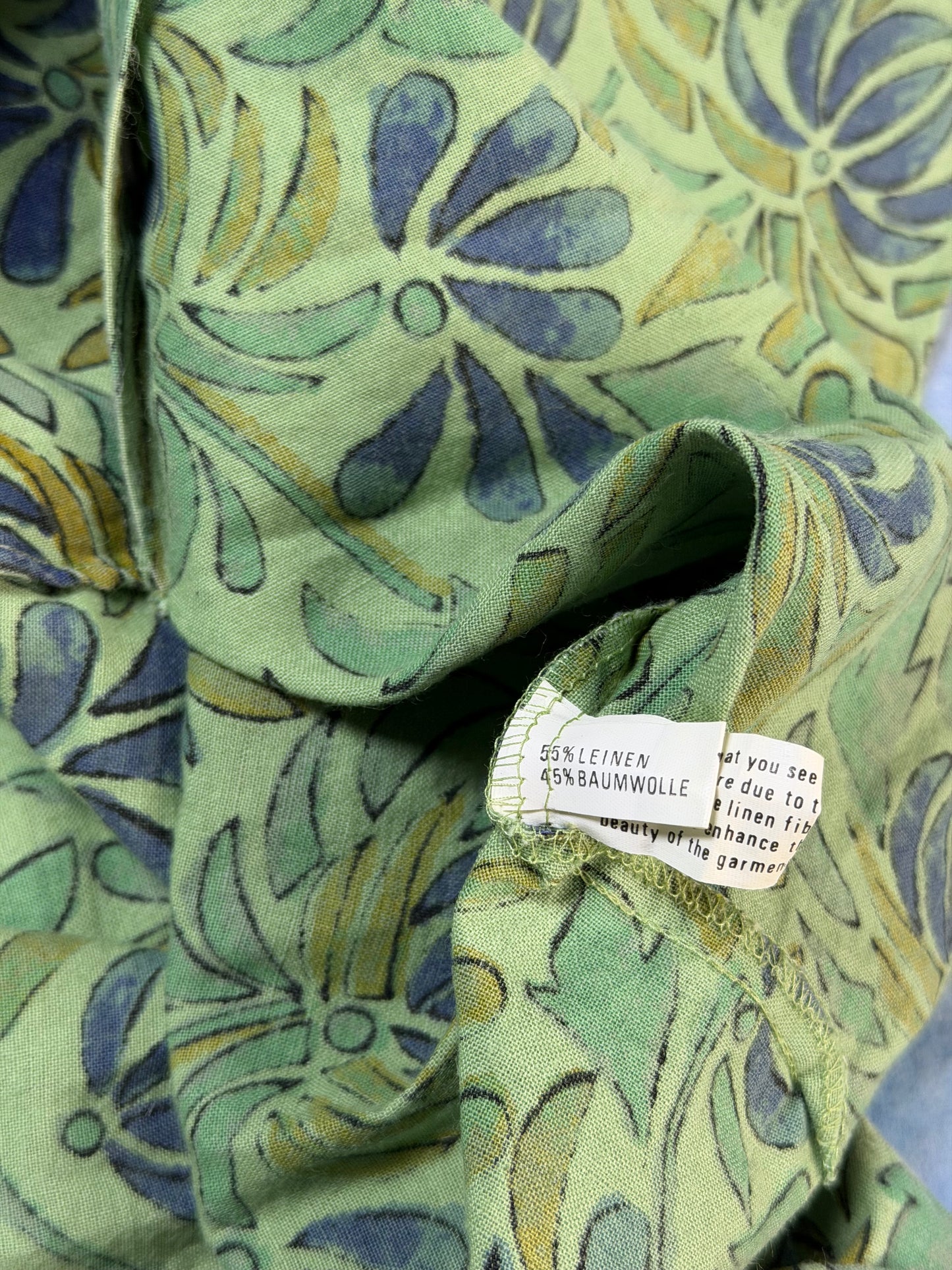 Koszula Bawełniano Lniana w Motyw Kwiatów 2000s XL