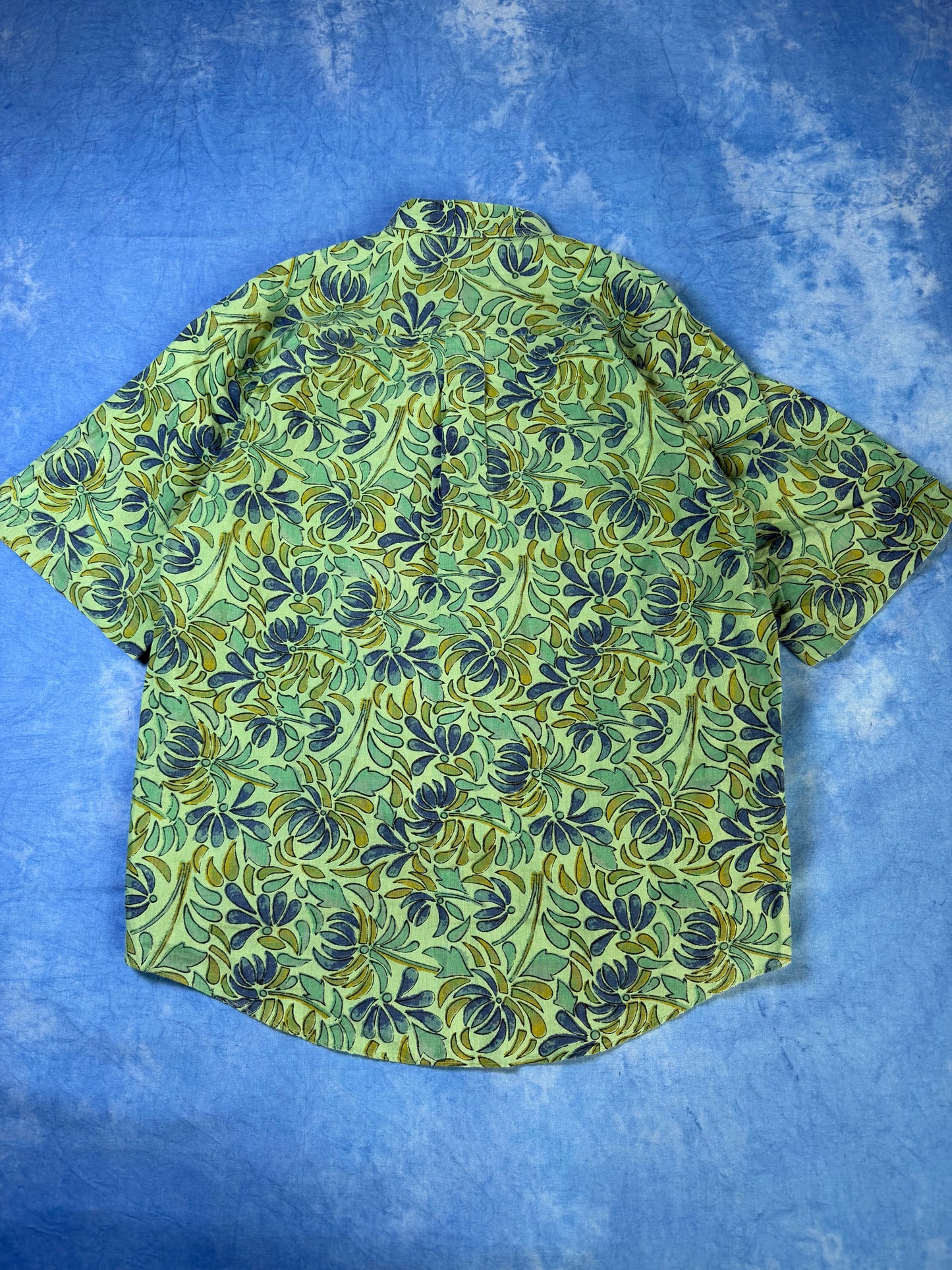 Koszula Bawełniano Lniana w Motyw Kwiatów 2000s XL