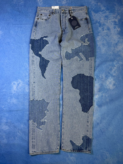 Jeansy Selvedge Levi's 501 Blue Tab Made in Japan Patchwork 2024 S/M