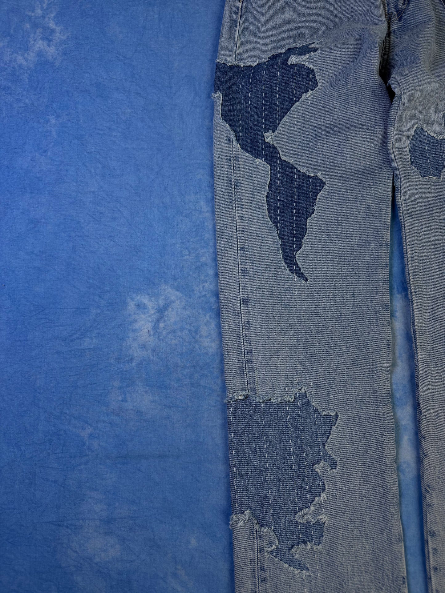 Jeansy Selvedge Levi's 501 Blue Tab Made in Japan Patchwork 2024 S/M