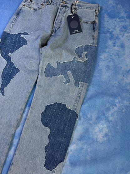 Jeansy Selvedge Levi's 501 Blue Tab Made in Japan Patchwork 2024 S/M