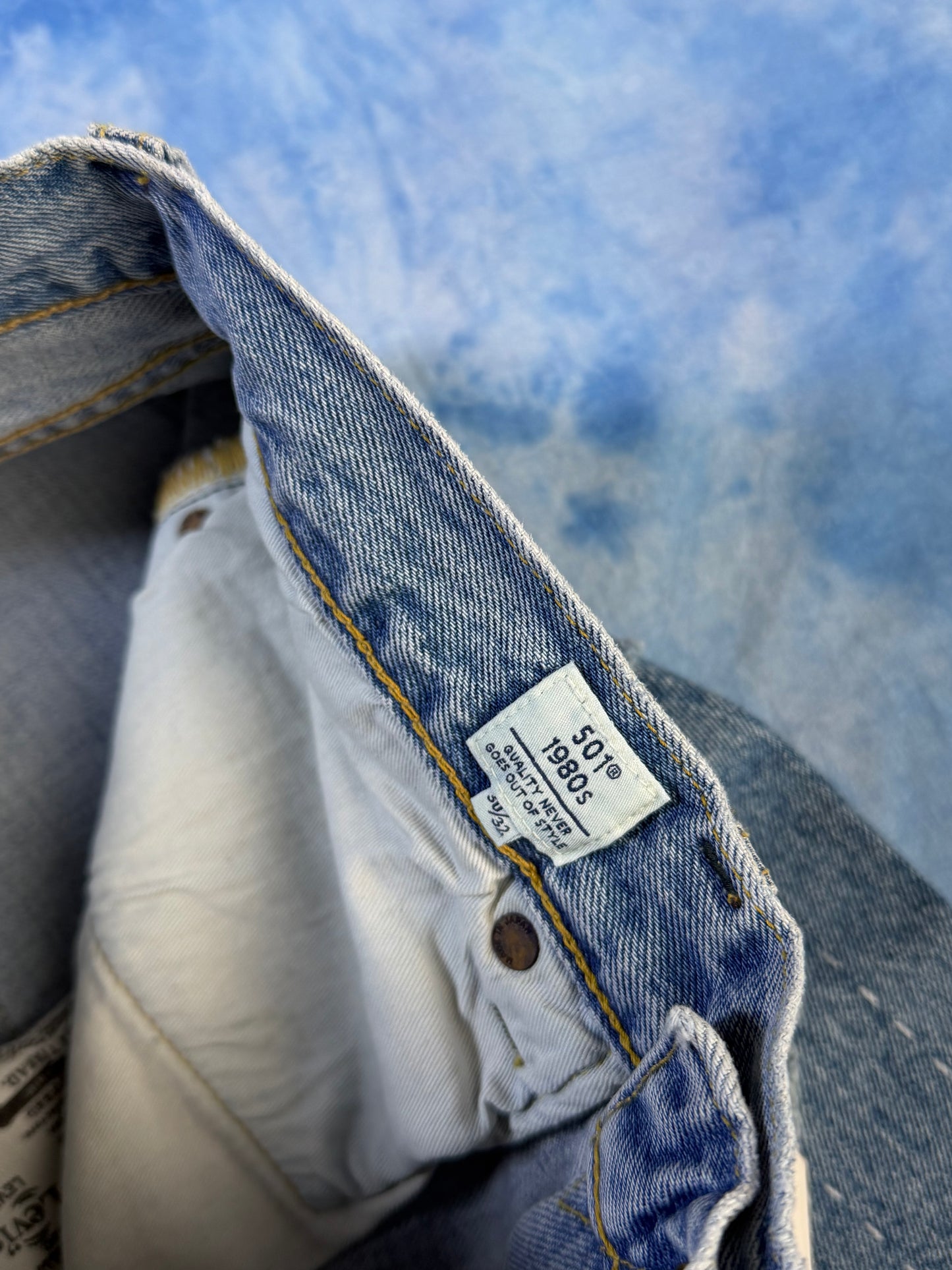 Jeansy Selvedge Levi's 501 Blue Tab Made in Japan Patchwork 2024 S/M