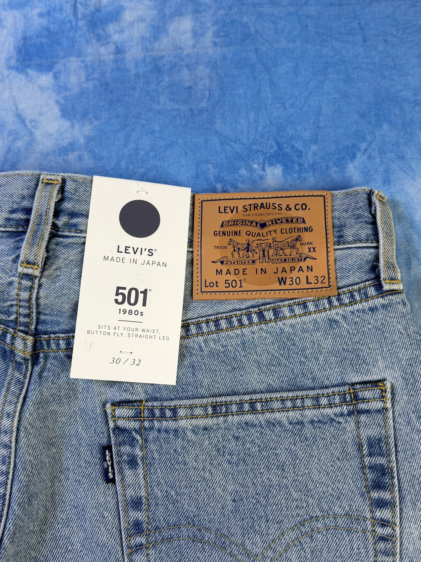 Jeansy Selvedge Levi's 501 Blue Tab Made in Japan Patchwork 2024 S/M