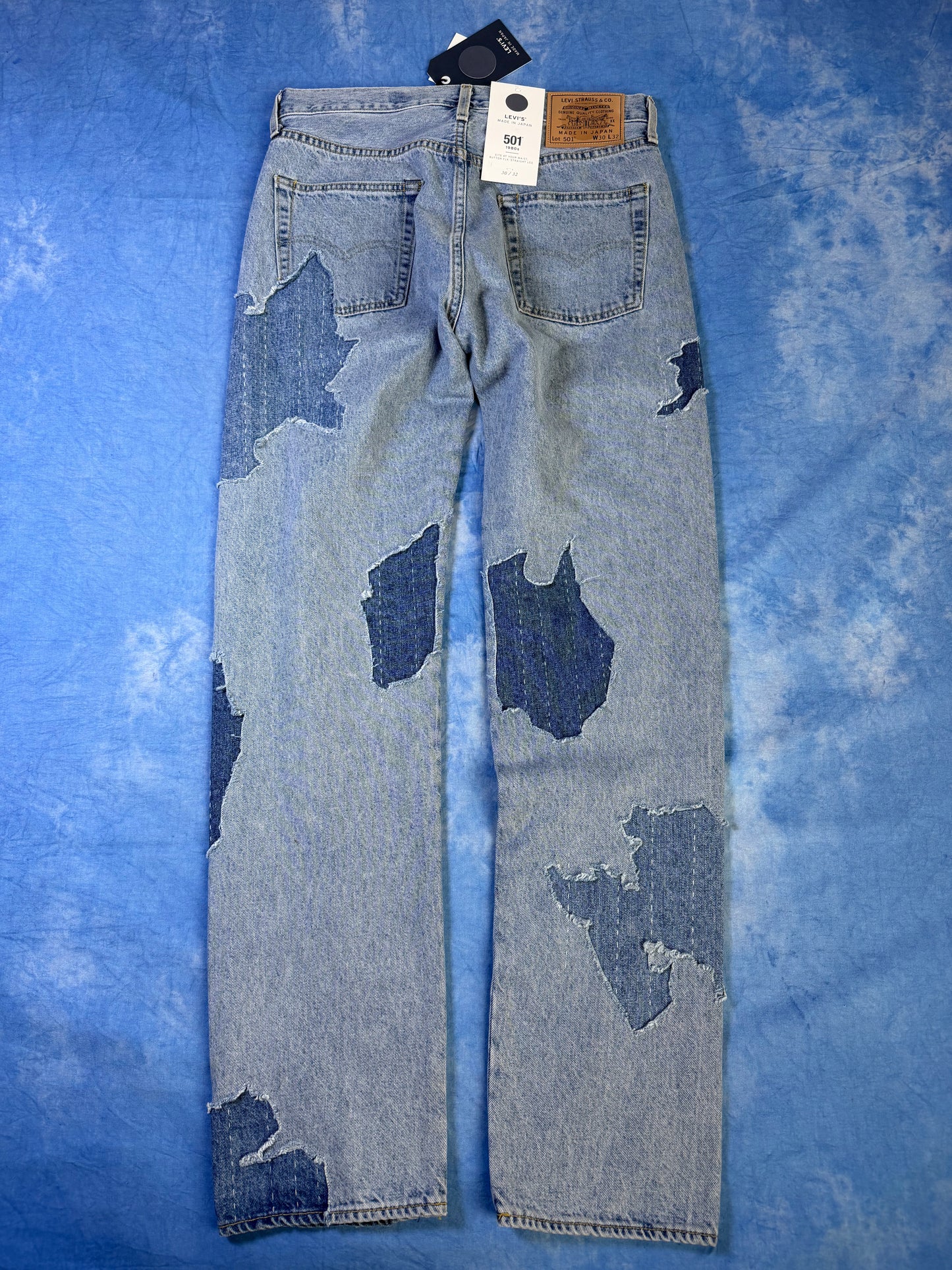 Jeansy Selvedge Levi's 501 Blue Tab Made in Japan Patchwork 2024 S/M