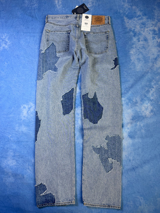 Jeansy Selvedge Levi's 501 Blue Tab Made in Japan Patchwork 2024 S/M
