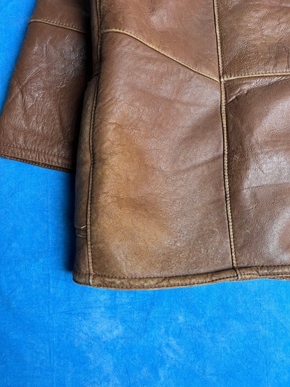 Brązowy Kożuch z Owczej Skóry 80s M | Piggy Boxer Vintage Shop