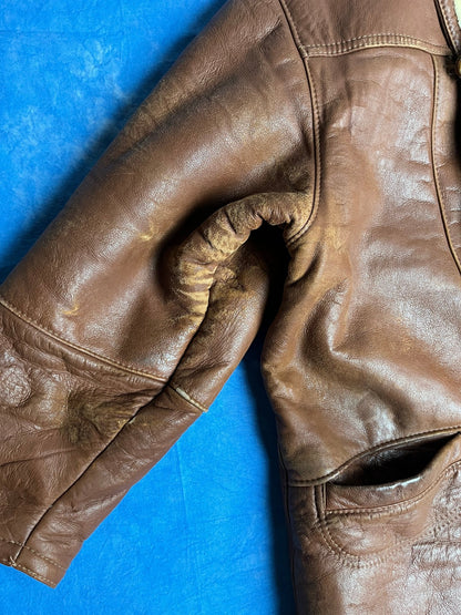 Brązowy Kożuch z Owczej Skóry 80s M | Piggy Boxer Vintage Shop