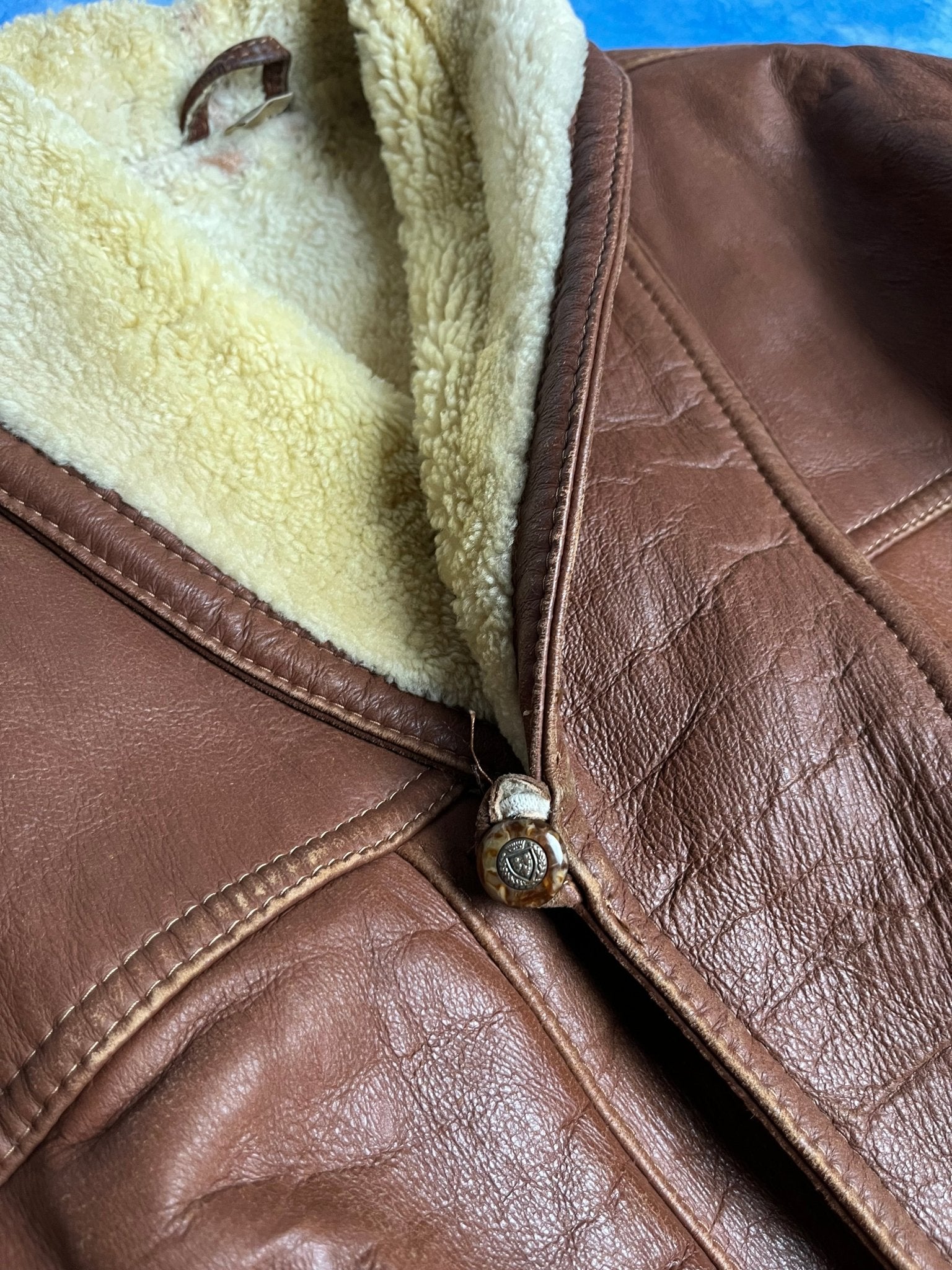 Brązowy Kożuch z Owczej Skóry 80s M | Piggy Boxer Vintage Shop