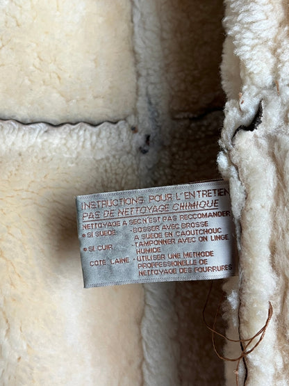 Brązowy Kożuch z Owczej Skóry 80s M | Piggy Boxer Vintage Shop