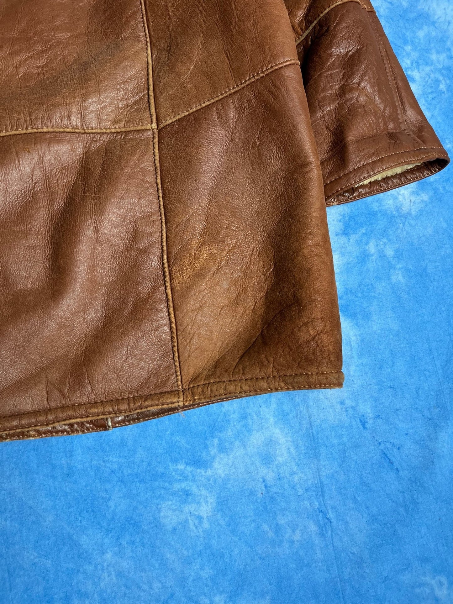 Brązowy Kożuch z Owczej Skóry 80s M | Piggy Boxer Vintage Shop