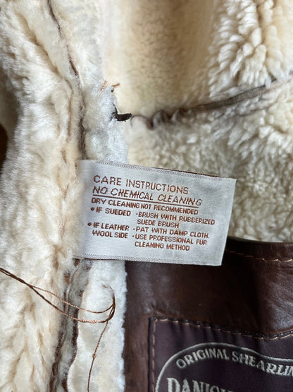 Brązowy Kożuch z Owczej Skóry 80s M | Piggy Boxer Vintage Shop