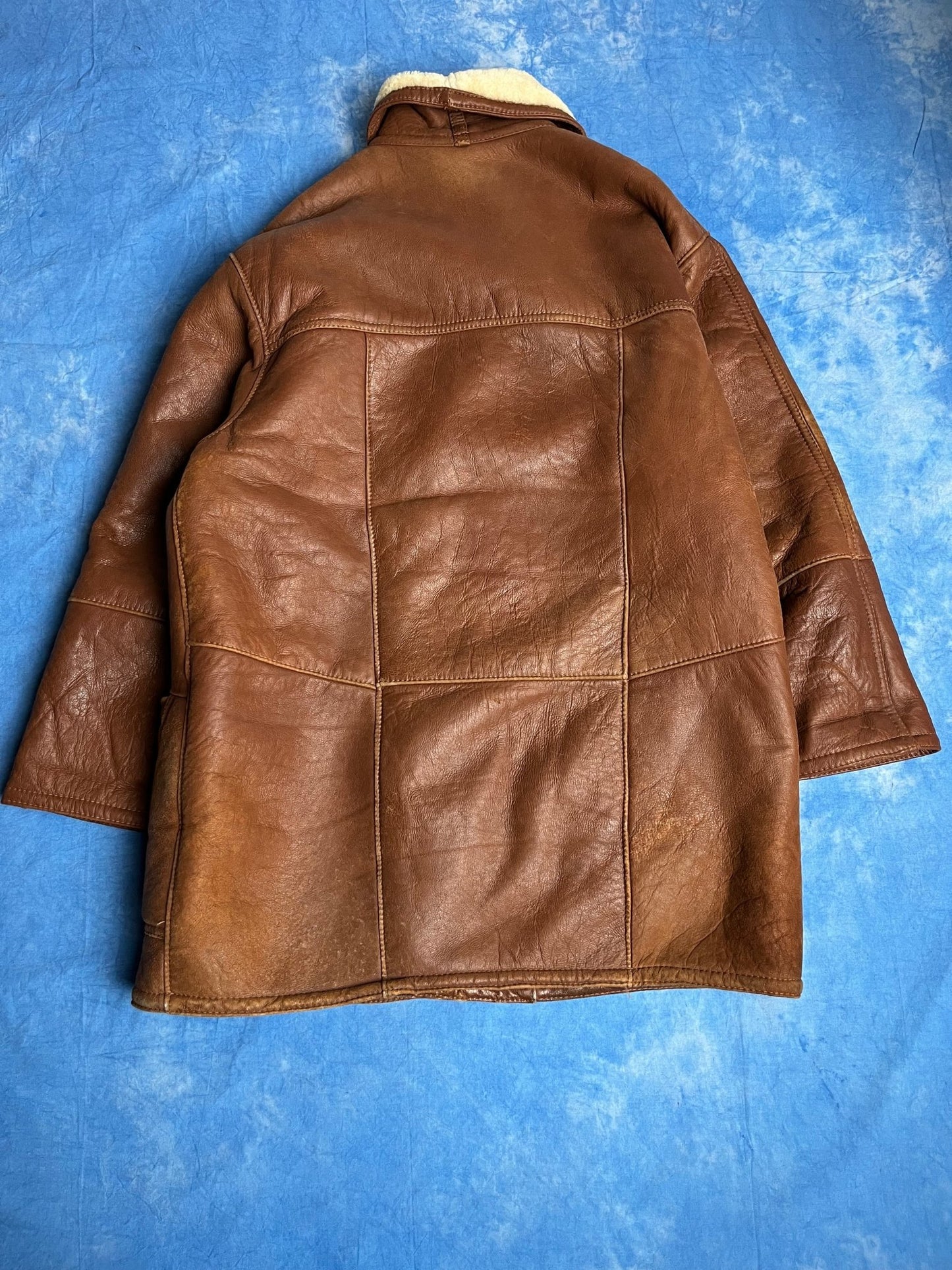 Brązowy Kożuch z Owczej Skóry 80s M | Piggy Boxer Vintage Shop