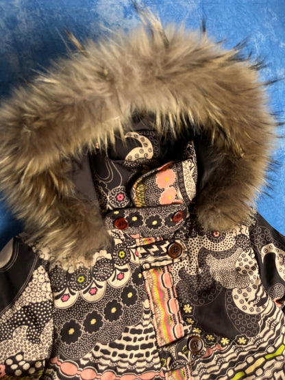 Damska Kurtka Puchowa Missoni z Futrem Kojota 90s S/M | Piggy Boxer Vintage Shop