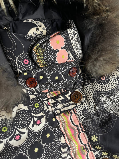 Damska Kurtka Puchowa Missoni z Futrem Kojota 90s S/M | Piggy Boxer Vintage Shop