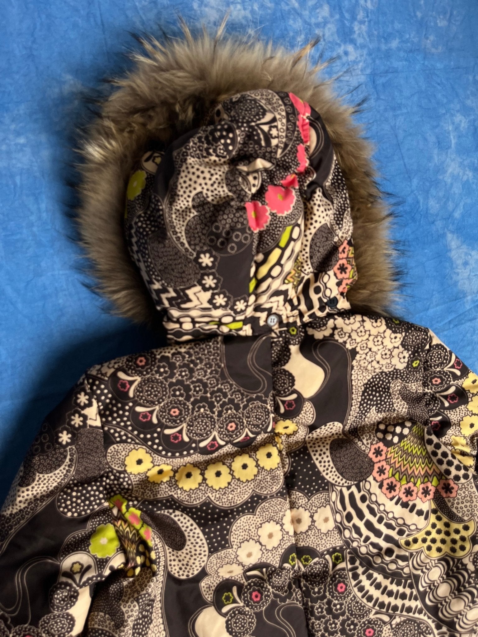 Damska Kurtka Puchowa Missoni z Futrem Kojota 90s S/M | Piggy Boxer Vintage Shop