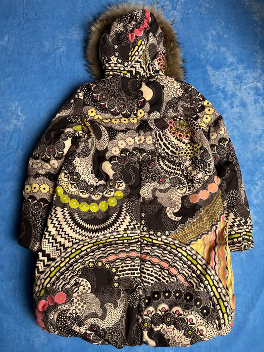 Damska Kurtka Puchowa Missoni z Futrem Kojota 90s S/M | Piggy Boxer Vintage Shop