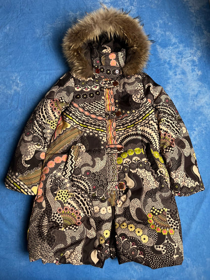 Damska Kurtka Puchowa Missoni z Futrem Kojota 90s S/M | Piggy Boxer Vintage Shop