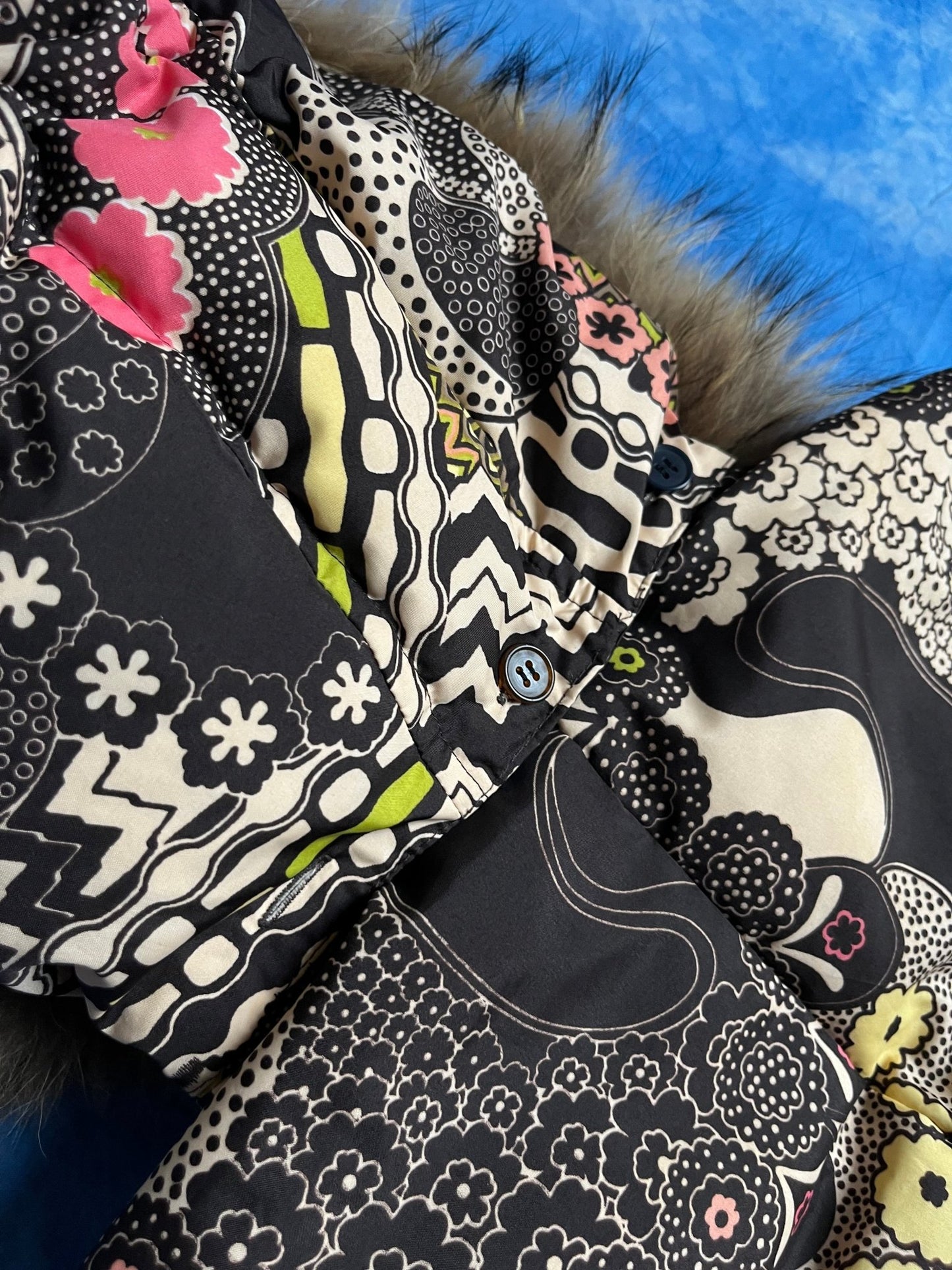 Damska Kurtka Puchowa Missoni z Futrem Kojota 90s S/M | Piggy Boxer Vintage Shop