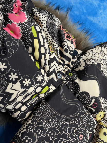 Damska Kurtka Puchowa Missoni z Futrem Kojota 90s S/M | Piggy Boxer Vintage Shop