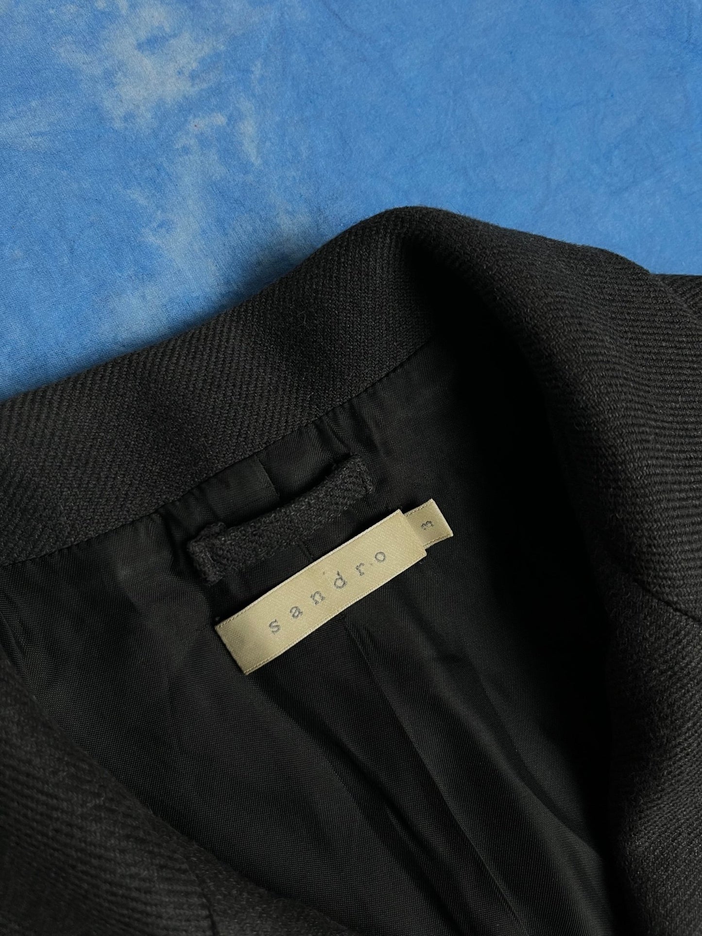 Damski Płaszcz Sandro z Domieszką Wełny 00s L | Piggy Boxer Vintage Shop