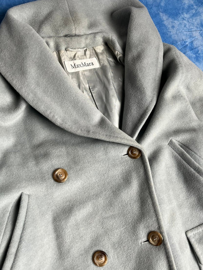 Damski Turkusowy Płaszcz Max Mara Wełniano Kaszmirowy 90s L | Piggy Boxer Vintage Shop