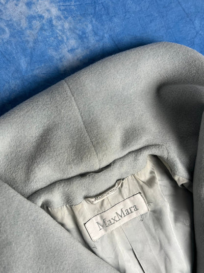 Damski Turkusowy Płaszcz Max Mara Wełniano Kaszmirowy 90s L | Piggy Boxer Vintage Shop