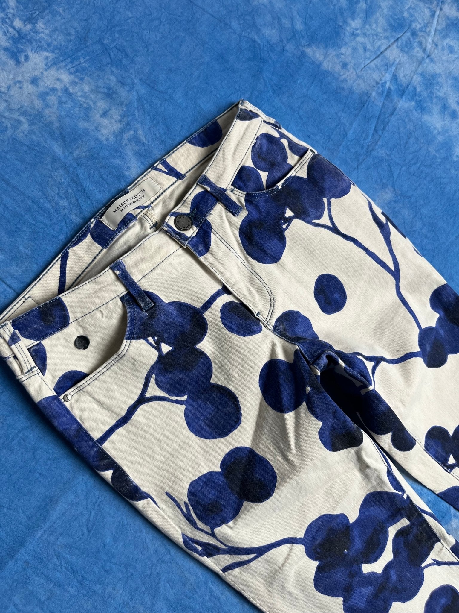 Damskie Jeansy Skinny Maison Scotch Blauw Flowers 00s 27x32 | Piggy Boxer Vintage Shop