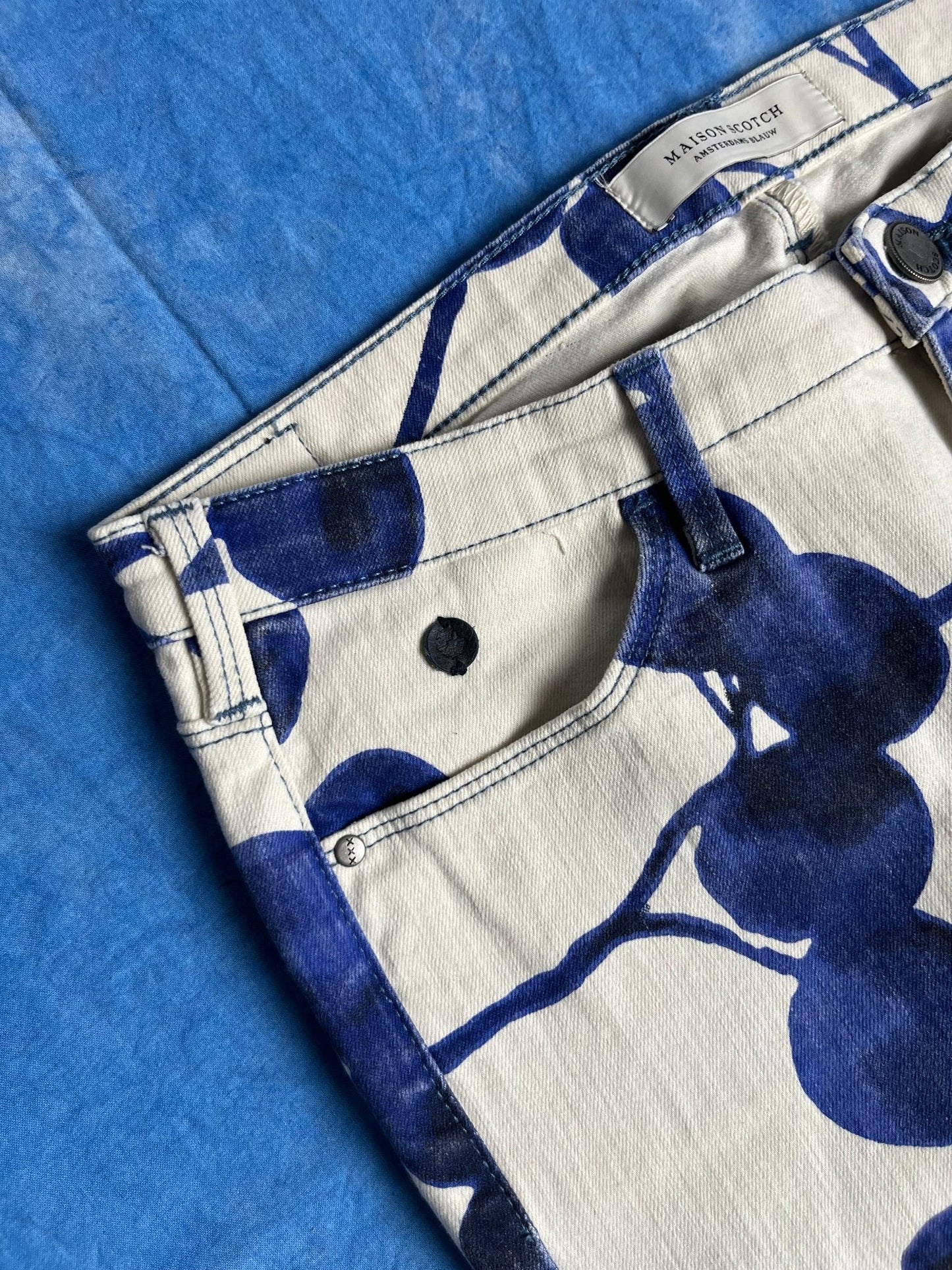 Damskie Jeansy Skinny Maison Scotch Blauw Flowers 00s 27x32 | Piggy Boxer Vintage Shop