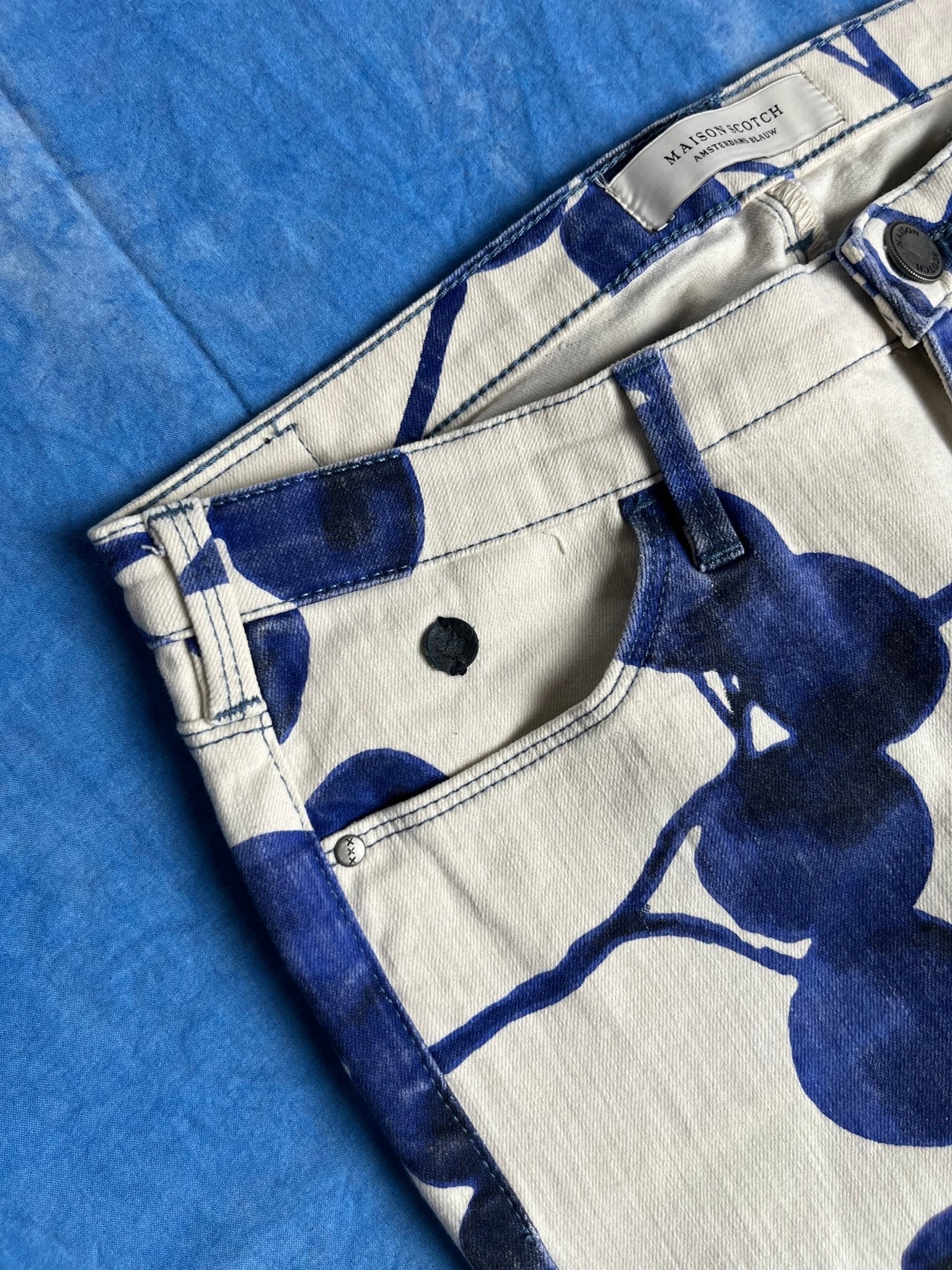 Damskie Jeansy Skinny Maison Scotch Blauw Flowers 00s 27x32 | Piggy Boxer Vintage Shop