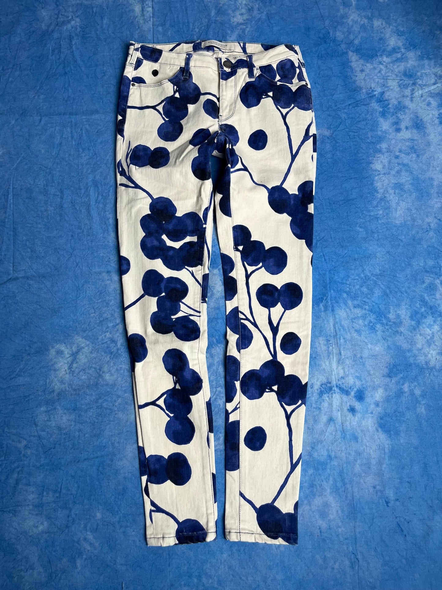 Damskie Jeansy Skinny Maison Scotch Blauw Flowers 00s 27x32 | Piggy Boxer Vintage Shop