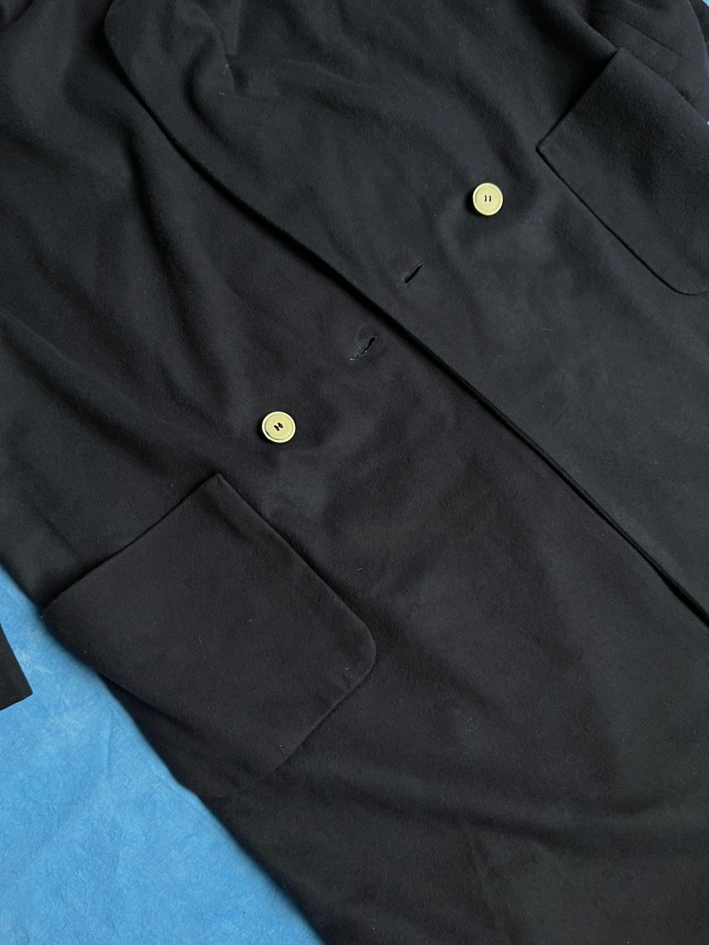 Długi Ciemnogranatowy Płaszcz Wełniany Vintage L | Piggy Boxer Vintage Shop