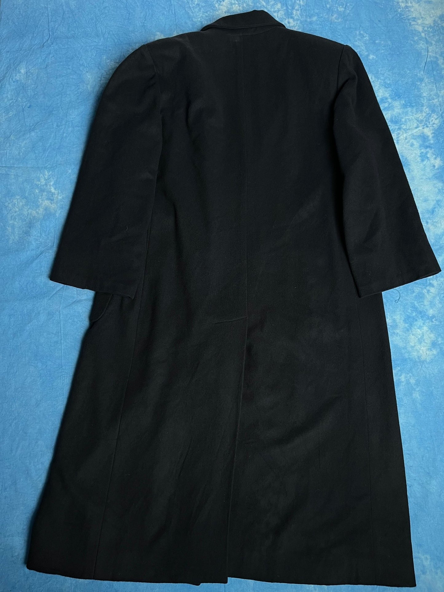 Długi Ciemnogranatowy Płaszcz Wełniany Vintage L | Piggy Boxer Vintage Shop