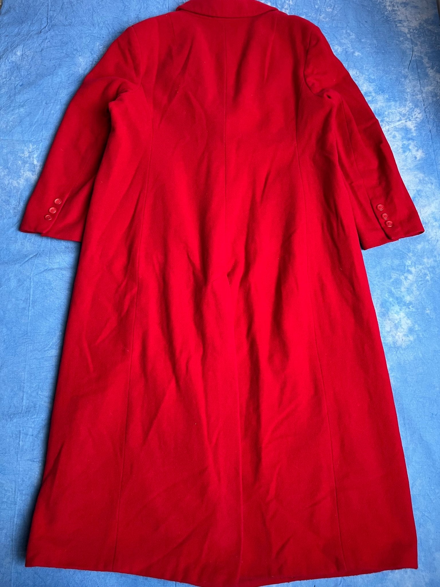 Długi Czerwony Płaszcz Wełniano Kaszmirowy 90s L | Piggy Boxer Vintage Shop