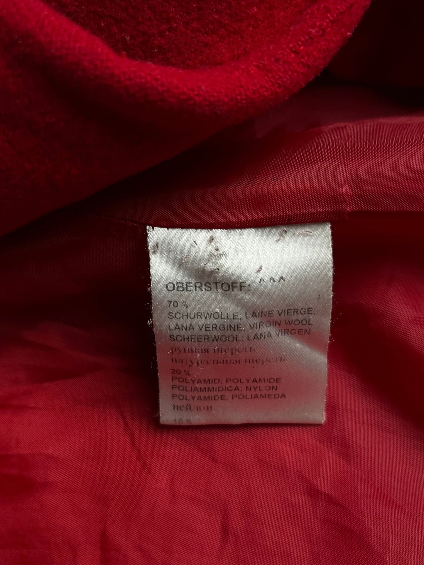 Długi Czerwony Płaszcz Wełniano Kaszmirowy 90s L | Piggy Boxer Vintage Shop