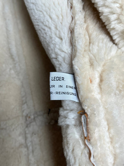 Jasno Brązowy Kożuch z Owczej Skóry 80s L | Piggy Boxer Vintage Shop