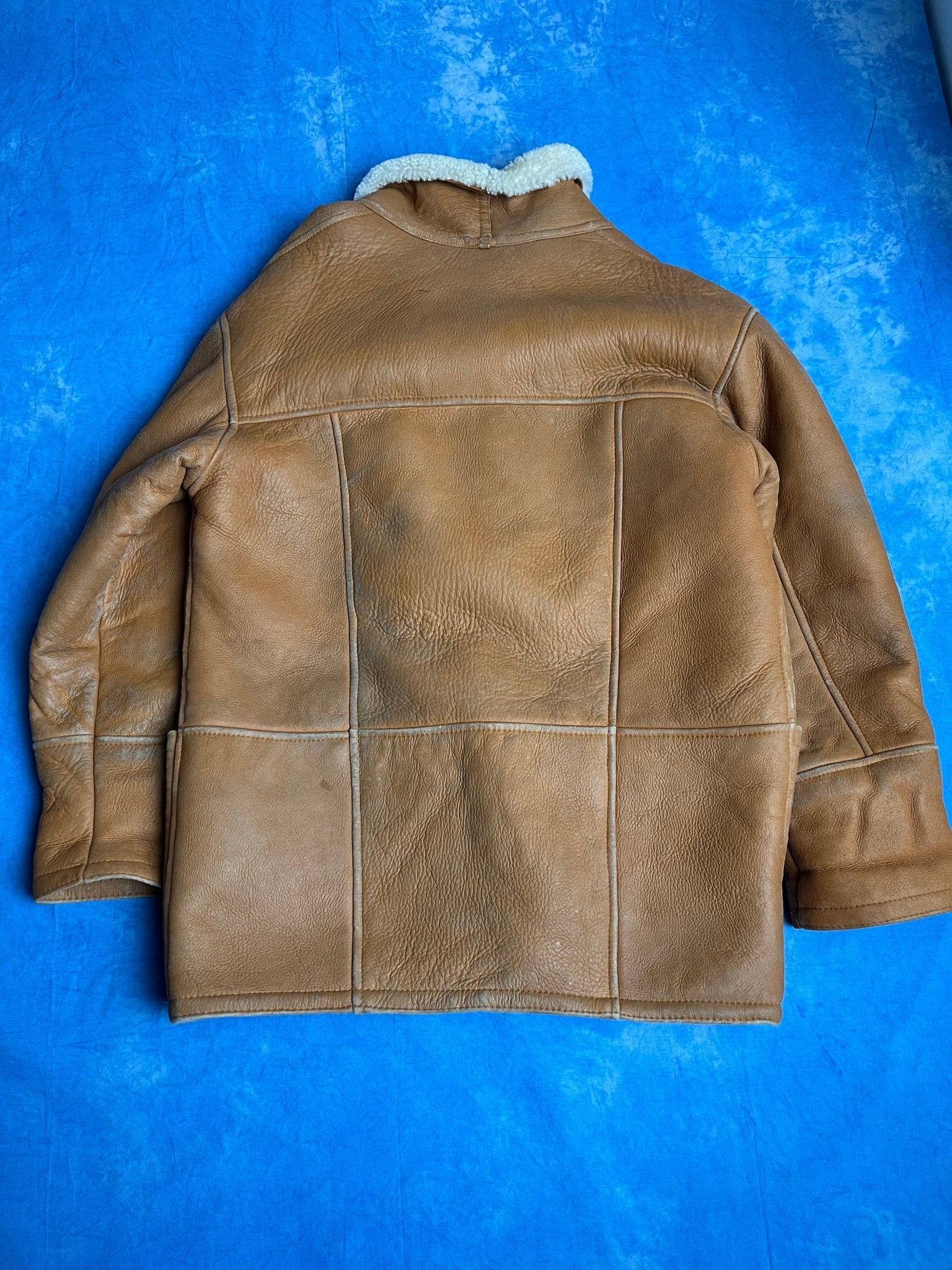 Jasno Brązowy Kożuch z Owczej Skóry 80s L | Piggy Boxer Vintage Shop