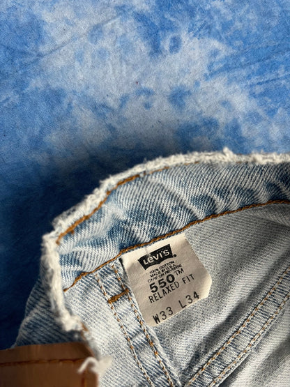 Jeansy Baby Blue Levi's 550 z 1997r Made in USA 33x34 | Piggy Boxer Vintage Shop
