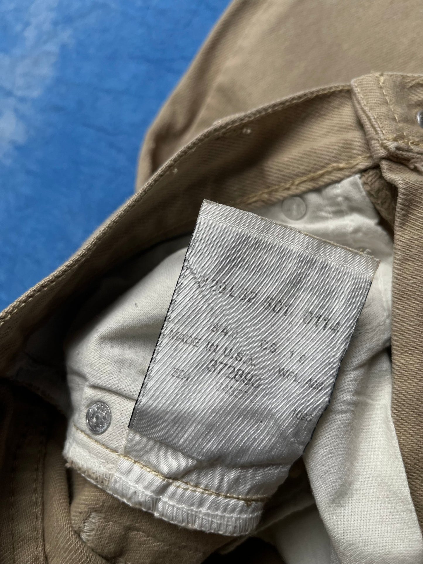 Jeansy Oliwkowe Levi's 501 z 1993r Made in USA XS | Piggy Boxer Vintage Shop