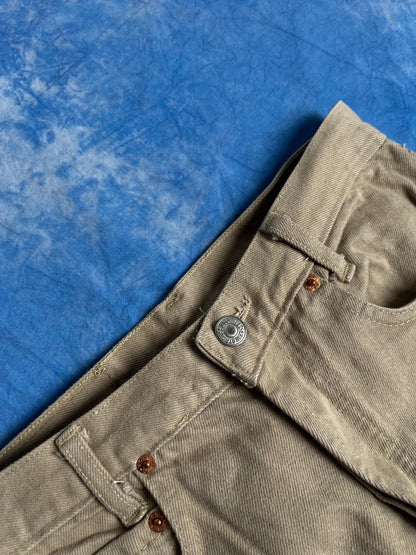 Jeansy Oliwkowe Levi's 501 z 1993r Made in USA XS | Piggy Boxer Vintage Shop