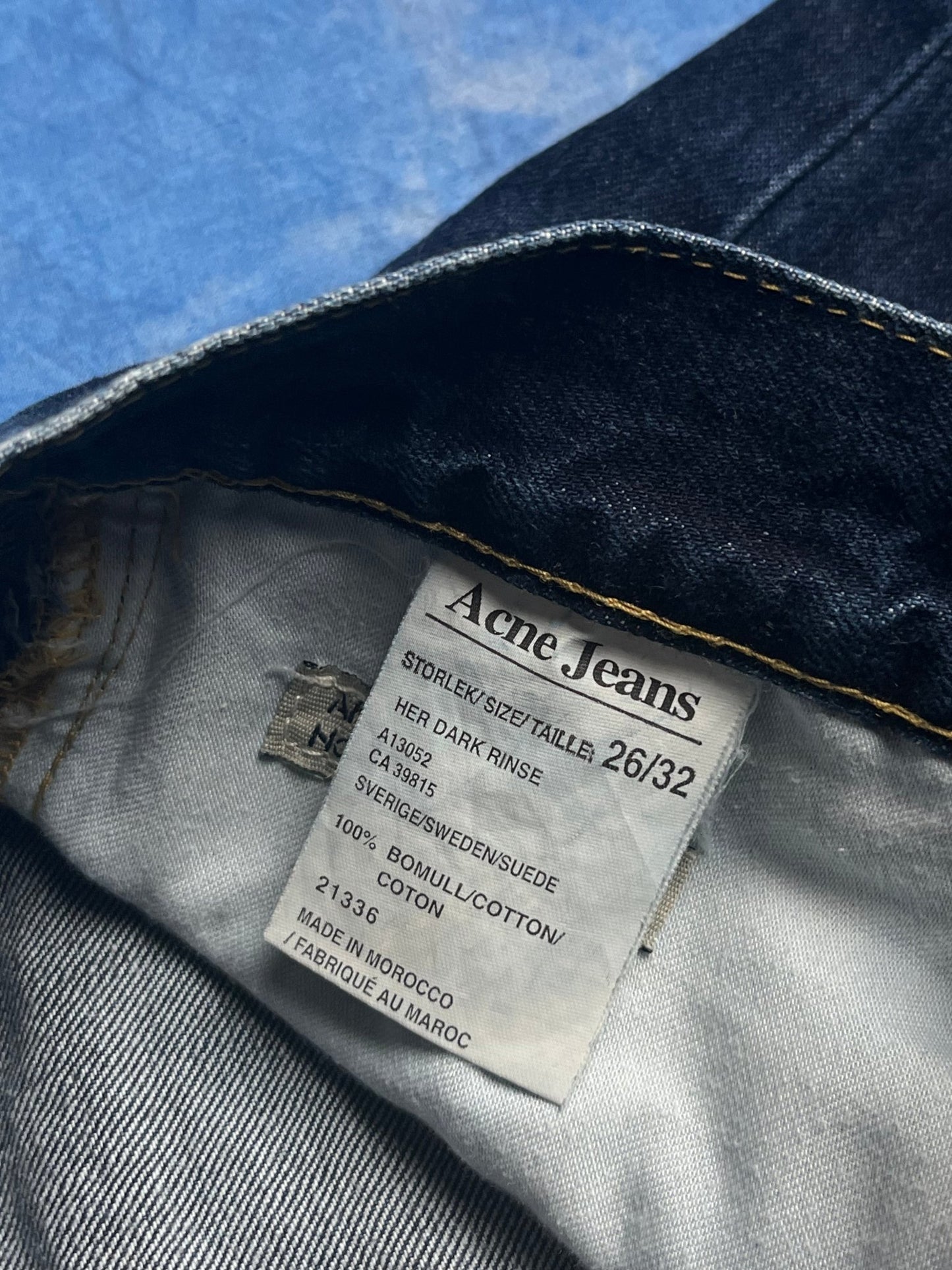 Jeansy Selvedge Acne Studios Her Dark Rinse White Oak 00s 26x32 | Piggy Boxer Vintage Shop