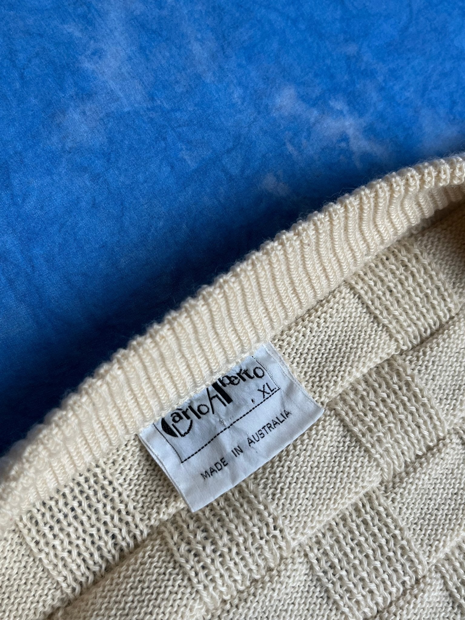 Kardigan Gruby Wełniany Warkocz Carlo Roberto 90s XL | Piggy Boxer Vintage Shop